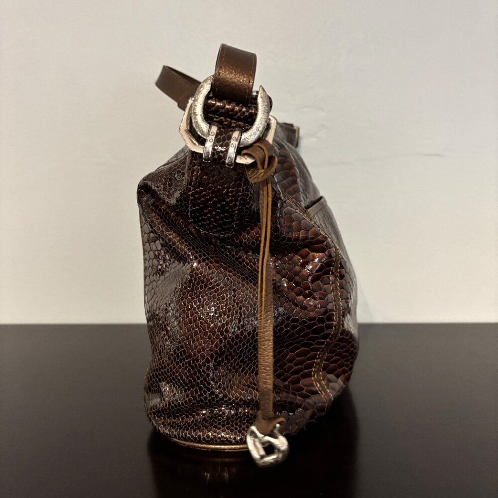 Brighton Shinny Brown Faux Snake Python Skin Shou… - image 3